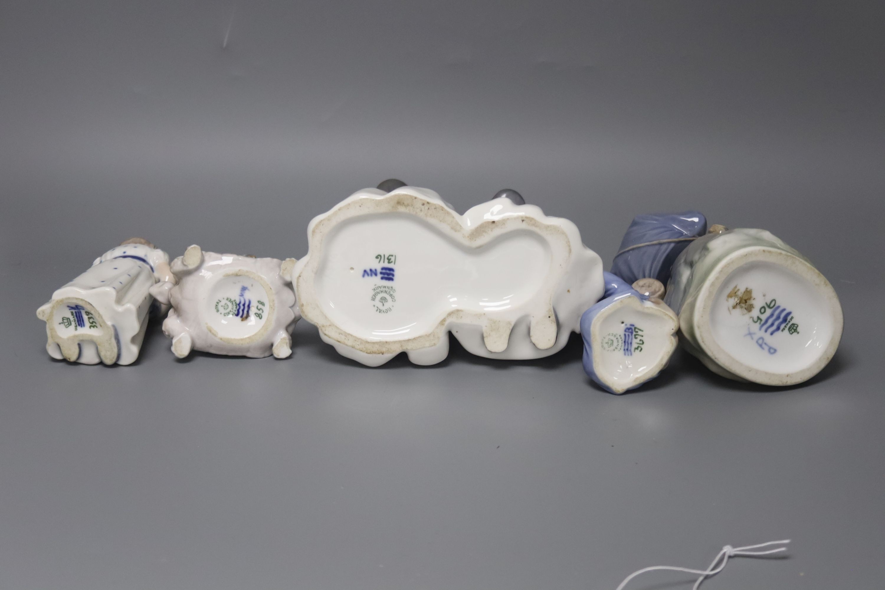 Five Royal Copenhagen figures or groups